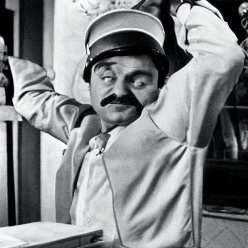 Image similar to Krzysztof Krawczyk in a still from a Polish black and white comedy movie The Cruise (1970)