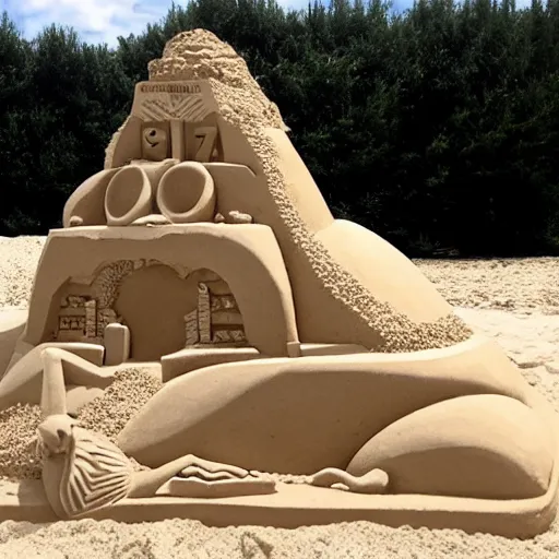 Prompt: pizza sand sculpture