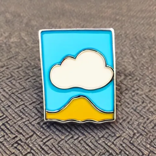 Prompt: clouds enamel pin, style of alumandink