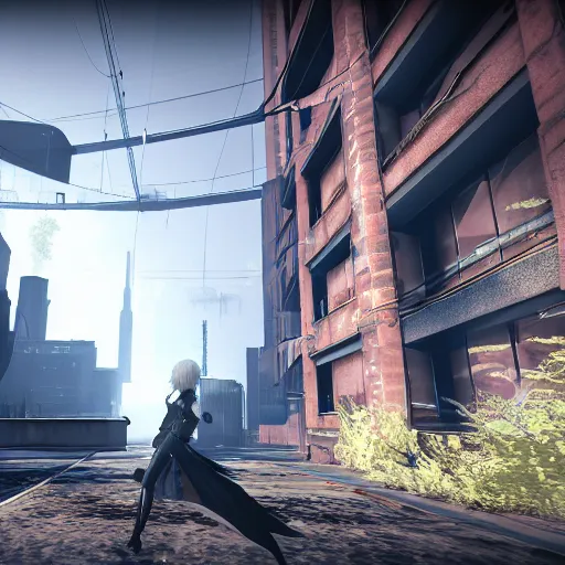 Prompt: 2B nier automata in Half life 2, 4k screenshot of Half life 2 gameplay, 8k hdr showcase