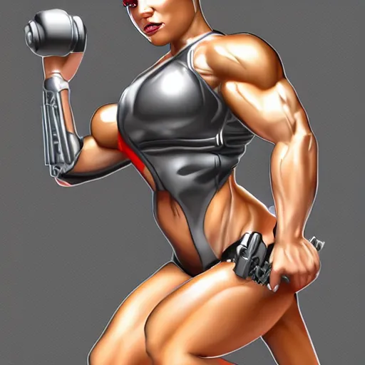 Prompt: sith lord, female, body builder, cyborg, high detail, tiny