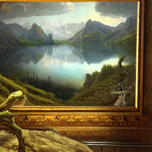 Prompt: a beautiful and highly detailed matte painting of a beautiful lake deep in the mountains, intricate details, epic scale, insanely complex, 8 k, sharp focus, hyperrealism, very realistic, by caspar friedrich, james gurney, brian froud,