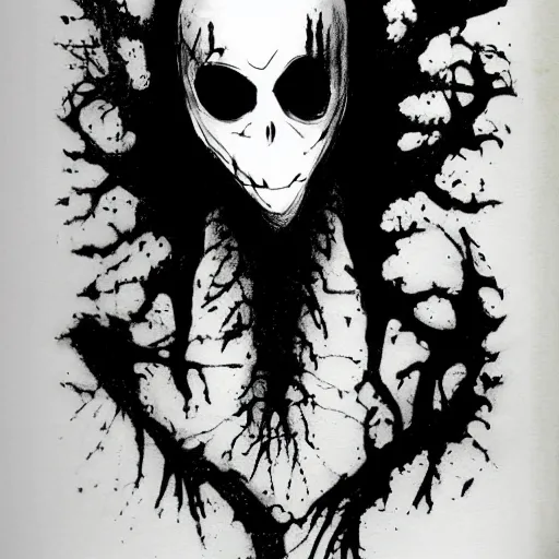 Image similar to rorsach inkblot slenderman ghost illustration by Dholl