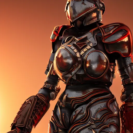 Image similar to picture of metal armored valkyrie, crimson plated, sword and shield, golden wings, divine vibes, light brown hair, white skin, shiny golden eyes, sky background, sharp focus, highly detailed, cinematic lighting, studio quality, smooth render, unreal engine 5 rendered, octane, rendered