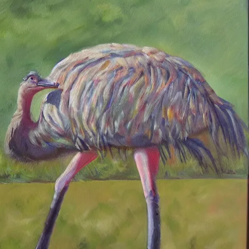 Image similar to oil painting zoo ostrich funeral