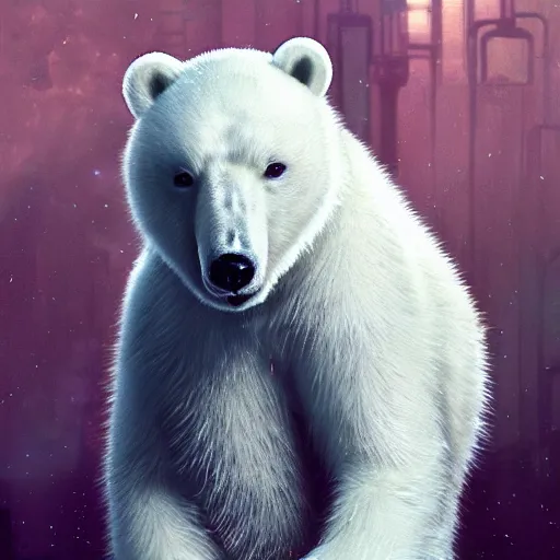 Prompt: white furry polar bear, steampunk googles, highly detailed, unreal engine 5, cinematic, 8 k, by megan duncanson, benjamin lacombe, adrian borda, stanley artgermm, tom bagshaw, craig mullins, carne griffiths, ayami kojima, beksinski, giger, trending on deviantart, hyper detailed, horror, full of colour