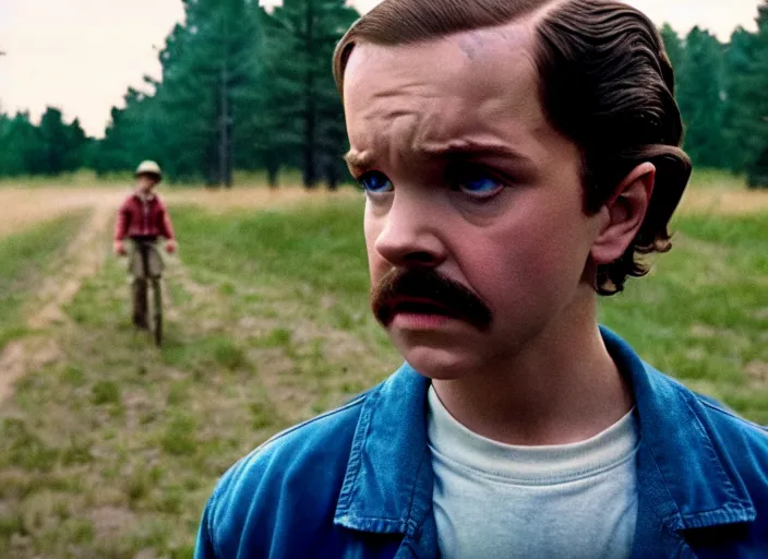 Image similar to film still of jim hopper as eleven in stranger things, 8 k