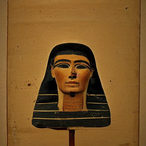 Prompt: fayum of a man using a computer, mummy portrait, from egypt, from luxor, on wood