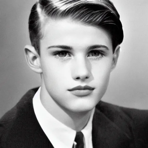 Prompt: a photographic portrait of a very handsome young man in the 1 9 5 0 s