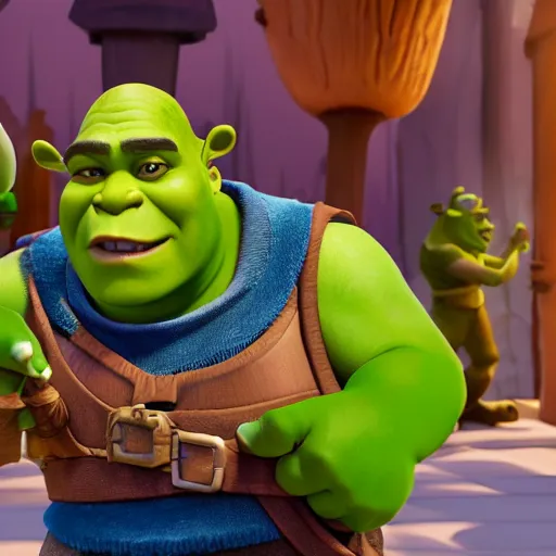 Image similar to shrek in clash royale, clash royale, concept art, octane render, unreal engine 5, highly detailed, high quality, 8 k, soft lighting, realistic face, path traced