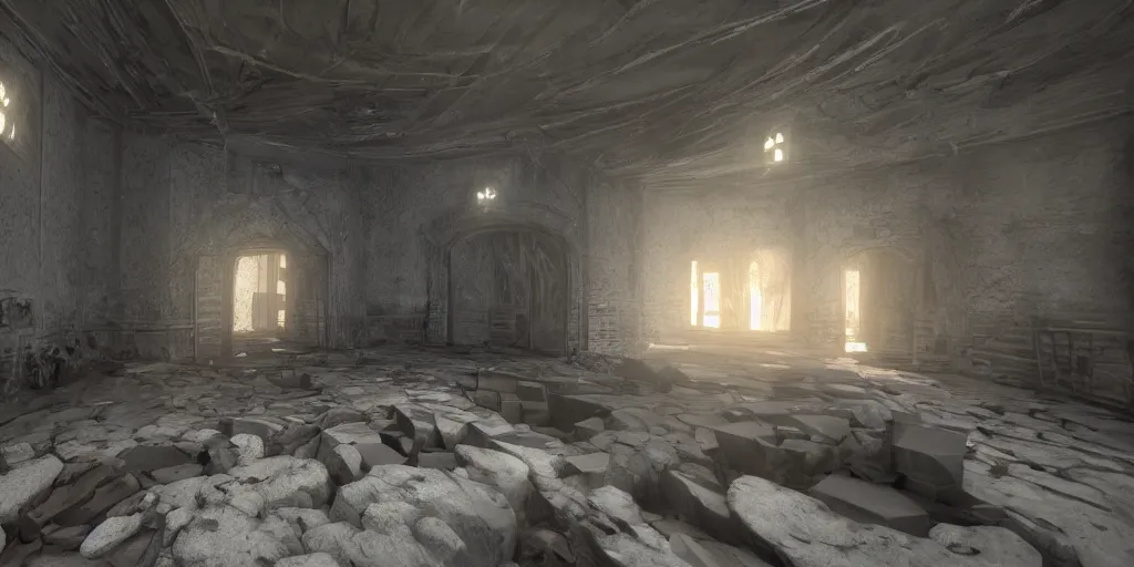 Image similar to a weird place, interior, unreal engine