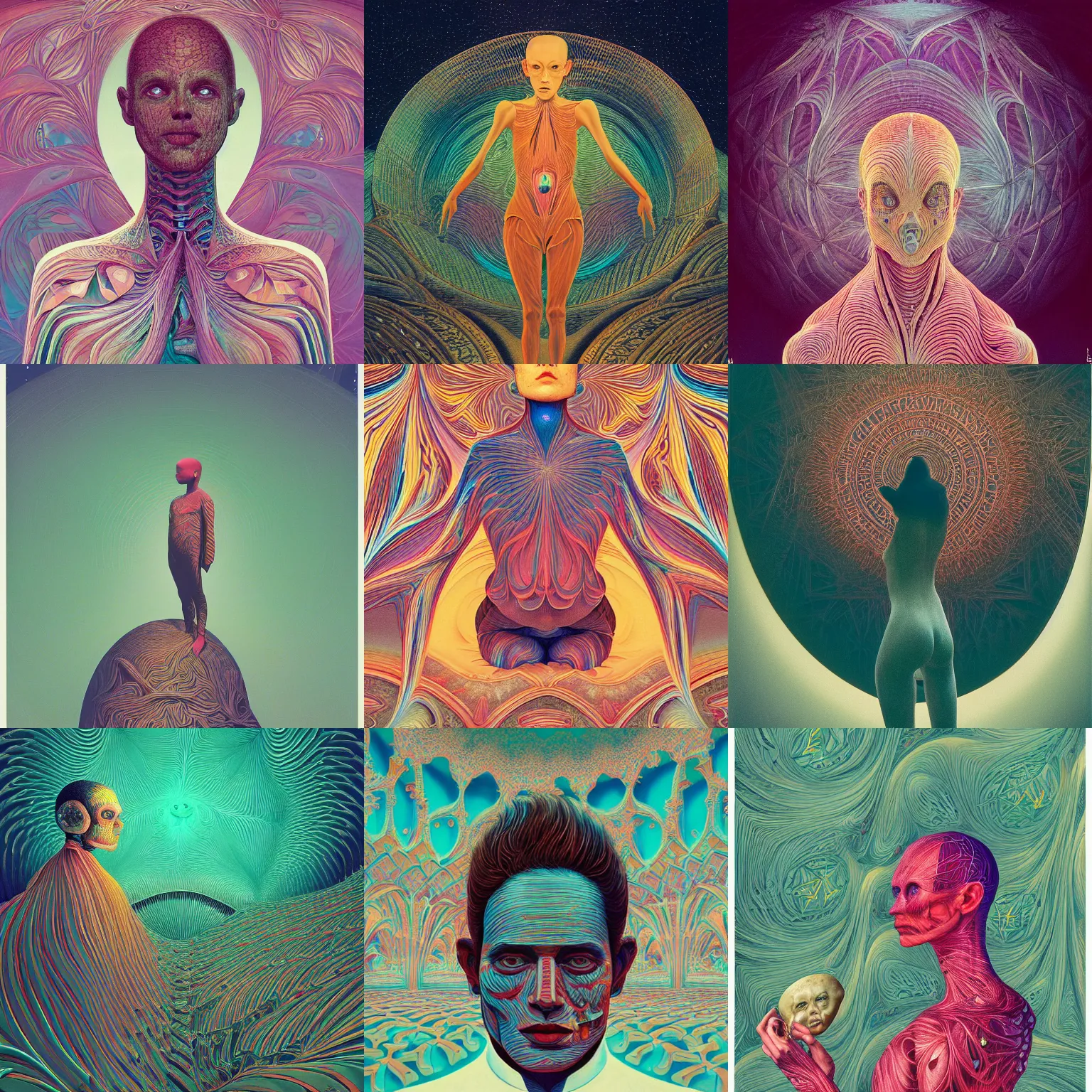 Prompt: kodak portra, 8 k, prana, anatomy, studio light, fine art portrait photography, victo ngai, fashion photography, kilian eng, camille vivier, moebius, digital art, masterpiece, fractal muqarnas in background, alex grey, fantastically beautiful, beksinski, dan mumford, simon stalenhag, artstation