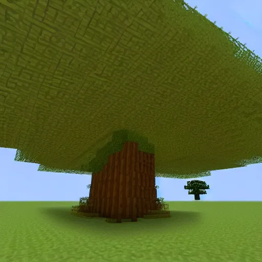 Image similar to a big tree with chihiro vibes in minecraft