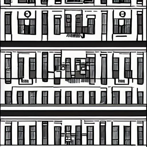 Image similar to the whitehouse in the style of a Chris Ware comic page