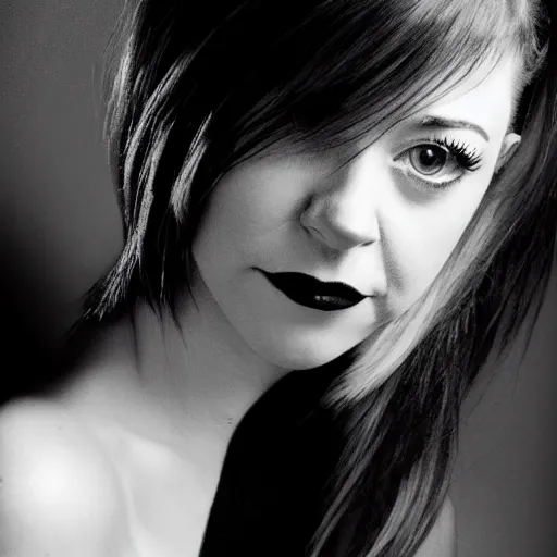 Image similar to a fashion photo portrait of a young Alyson Hannigan, full makup, smokey eye, medium shot. In the style of Helmut newton, robert maplethorpe, Stefano Brunesci, Lachlan Bailey, Herb Ritts, Ellen Von Unwerth, Haris Nukem, Sardax, Annie Leibovitz. detailed photo, hd, 4k, trending on artstation, 35mm, f1.8