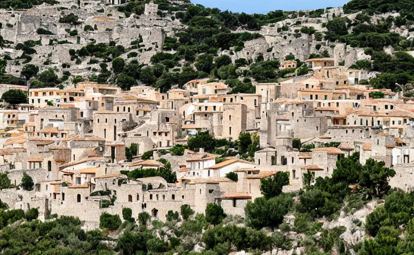 Prompt: ancient corsican city on white cliff