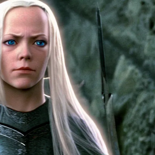 Prompt: film still of Clare from Claymore in Lord of the Rings (2001), 4k