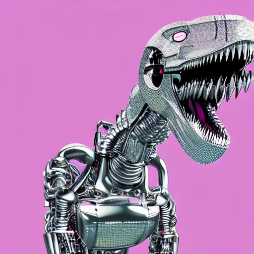 Hajime Sorayama T-Rex Cyborg Dinosaur Figure Silver