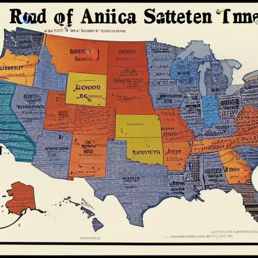 Prompt: a road map of the united states of america