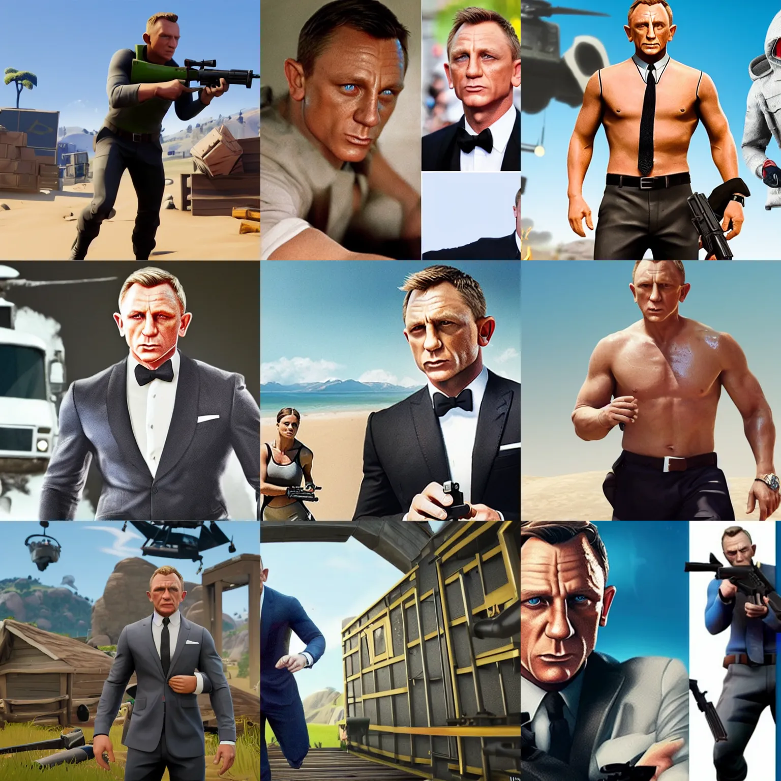 Prompt: Daniel Craig in Fortnite