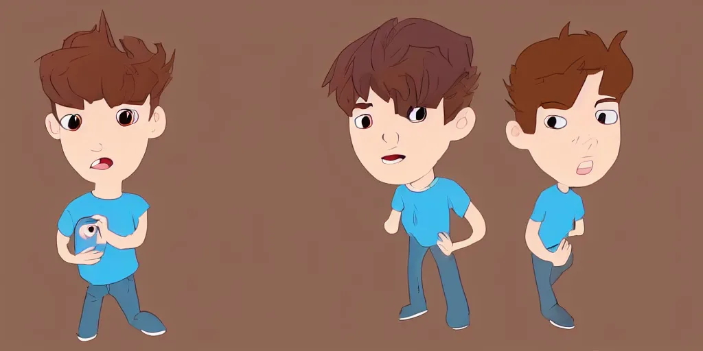 Prompt: cartoon animations render 100K of an cute 16 year old boy with brown hair that is a God he controls time on a another planet in the style of a cartoon, made by Waya Steurbaut YT, cinematic, epic, dark, colourful, full body camera shot