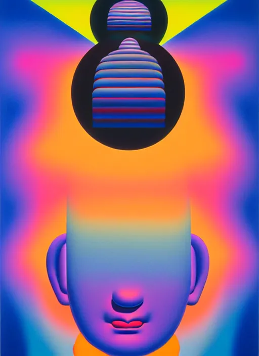 Prompt: meditation by shusei nagaoka, kaws, david rudnick, airbrush on canvas, pastell colours, cell shaded, 8 k
