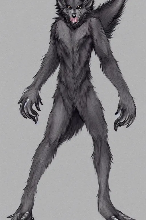 Image similar to a werewolf, fursona!!!!, by kawacy, trending on furaffinity, full body, furry art