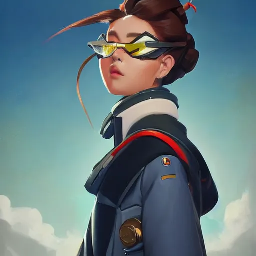 Prompt: Portrait painting Zeniba Ghibli wearing a jacket and a collar, as an Overwatch character, medium shot, asymmetrical, profile picture, Organic Painting, sunny day, Matte Painting, bold shapes, hard edges, street art, trending on artstation, by Huang Guangjian and Gil Elvgren and Sachin Teng