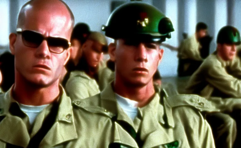 Prompt: John Paul the Second in a still from the movie Full Metal Jacket (1987), 4k, high quality