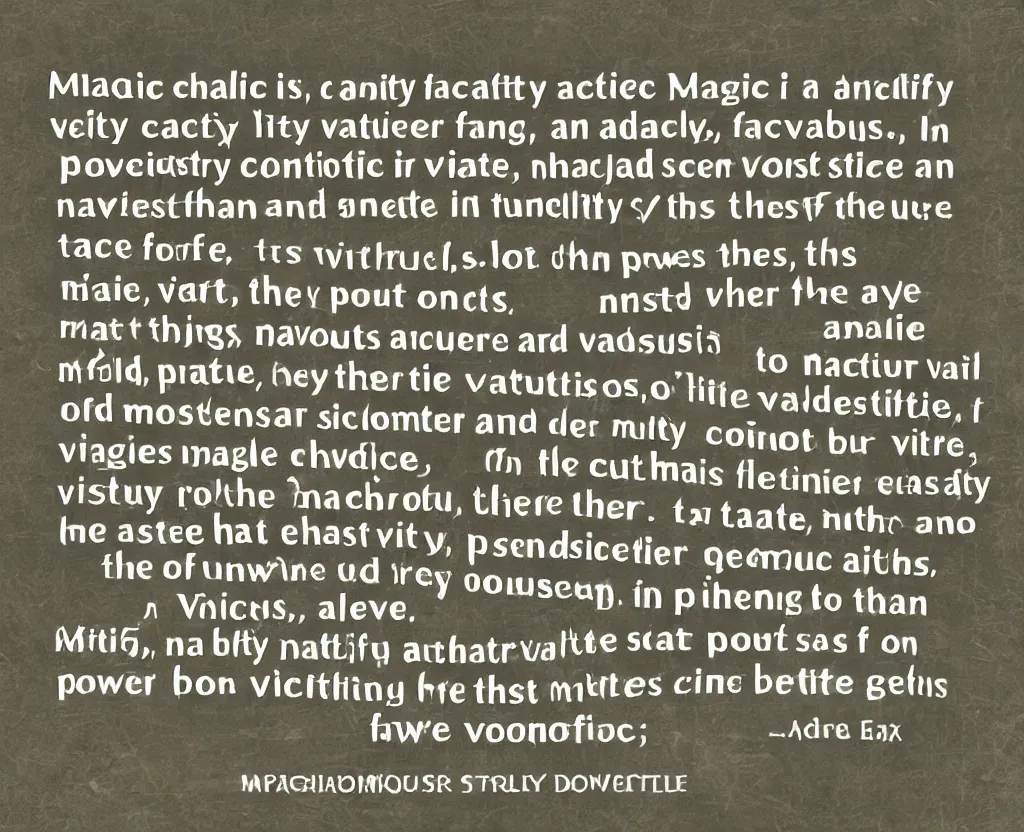 Image similar to magic is a faculty of wonderful virtue, full of most high mysteries, containing the most profound contemplation of most secret things, together with the nature, power, quality, substance, and virtues thereof.