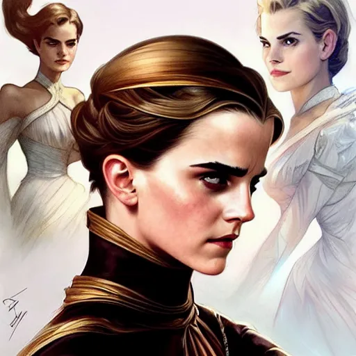 Prompt: Emma Watson's and Grace Kelly's faces combined as a super hero, western, D&D, fantasy, intricate, elegant, highly detailed, digital painting, artstation, concept art, matte, sharp focus, illustration, art by Artgerm and Greg Rutkowski and Alphonse Mucha