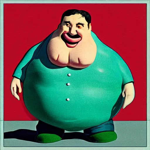 Prompt: claymation distorted fat man
