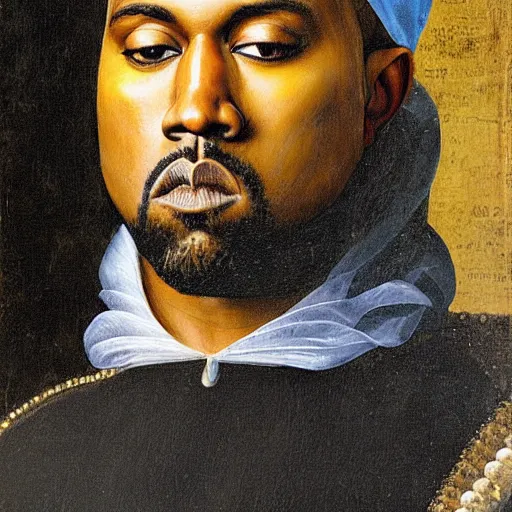 Image similar to A Renaissance portrait painting of Kanye West