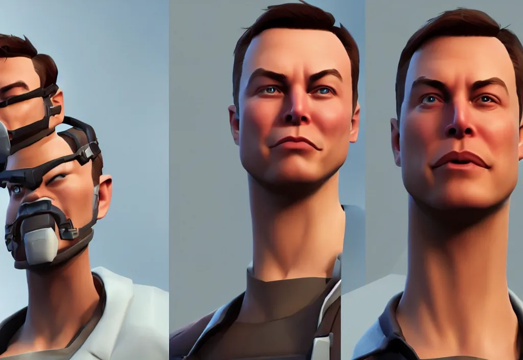 Image similar to elon musk in team fortress 2, elon musk in the video game team fortress, gameplay screenshot, close up, 3 d rendering. unreal engine. amazing likeness. very detailed.