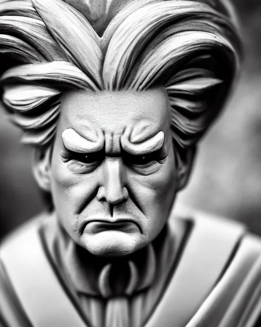 Prompt: award winning 5 5 mm close up face portrait photo of trump as songoku, in a park by stefan kosnic. rule of thirds.