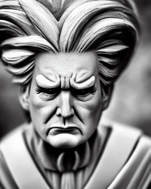 Image similar to award winning 5 5 mm close up face portrait photo of trump as songoku, in a park by stefan kosnic. rule of thirds.