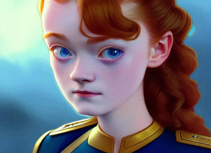 Prompt: a disney film still of sadie sink as a star trek officer, finely detailed features, closeup of the face, perfect art, dusk, blue hour, gapmoe yandere grimdark, trending on pixiv fanbox, painted by greg rutkowski, makoto shinkai, takashi takeuchi, alphonse mucha, akihiko yoshida