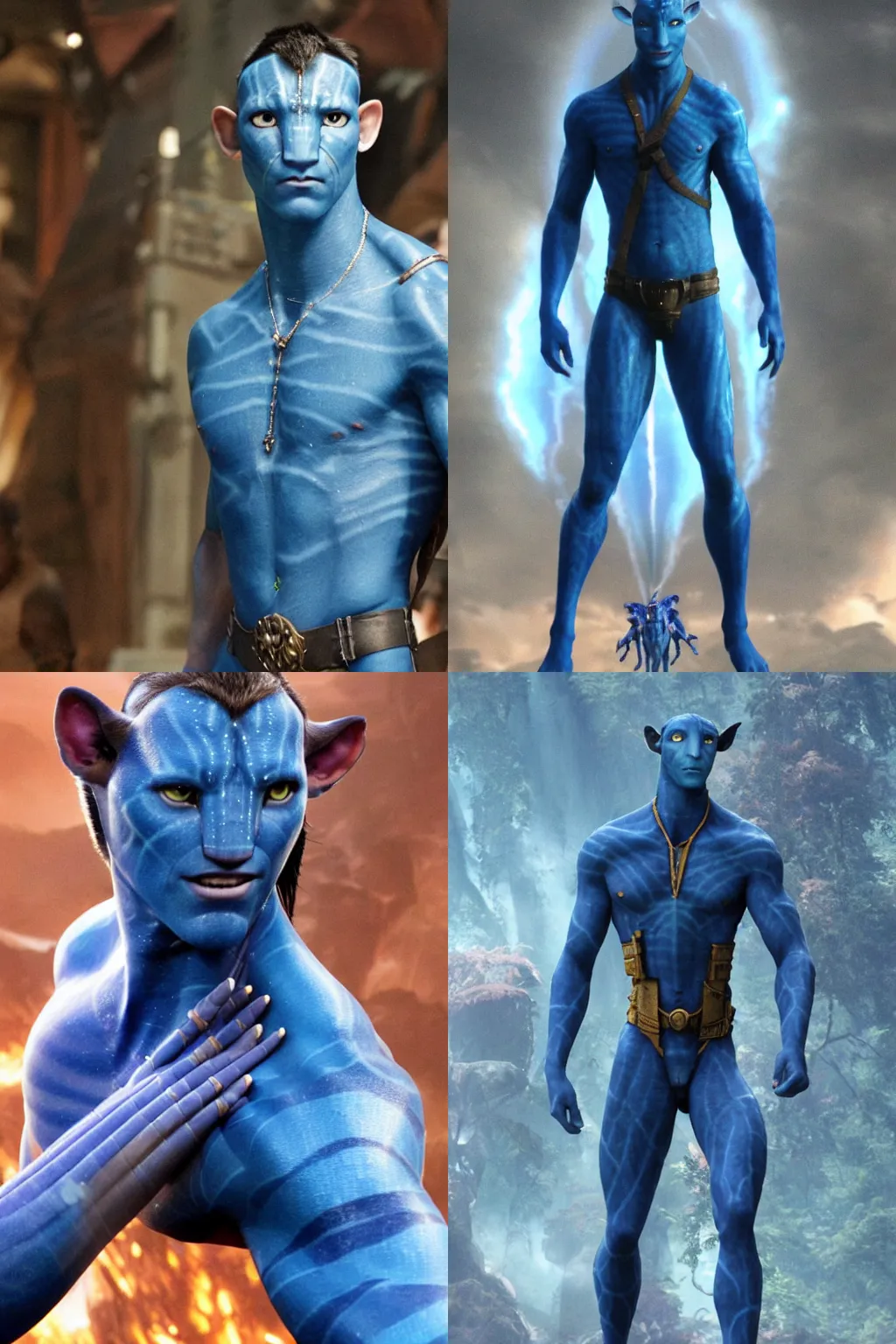 Prompt: ryan reynolds as a blue skinned na\'vi in avatar by james cameron