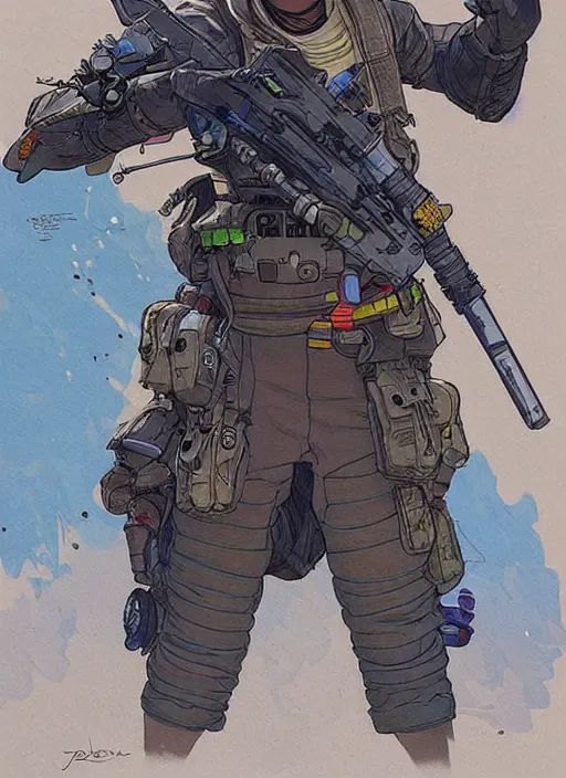 Image similar to apex legends ash. concept art by james gurney and mœbius.