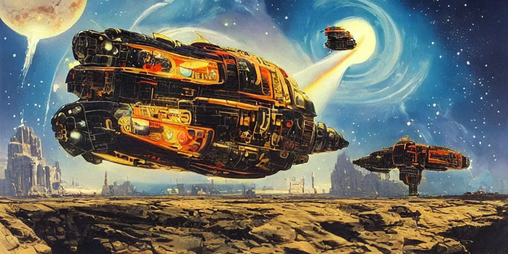Prompt: a beautiful painting by CHRIS FOSS. Science fiction.