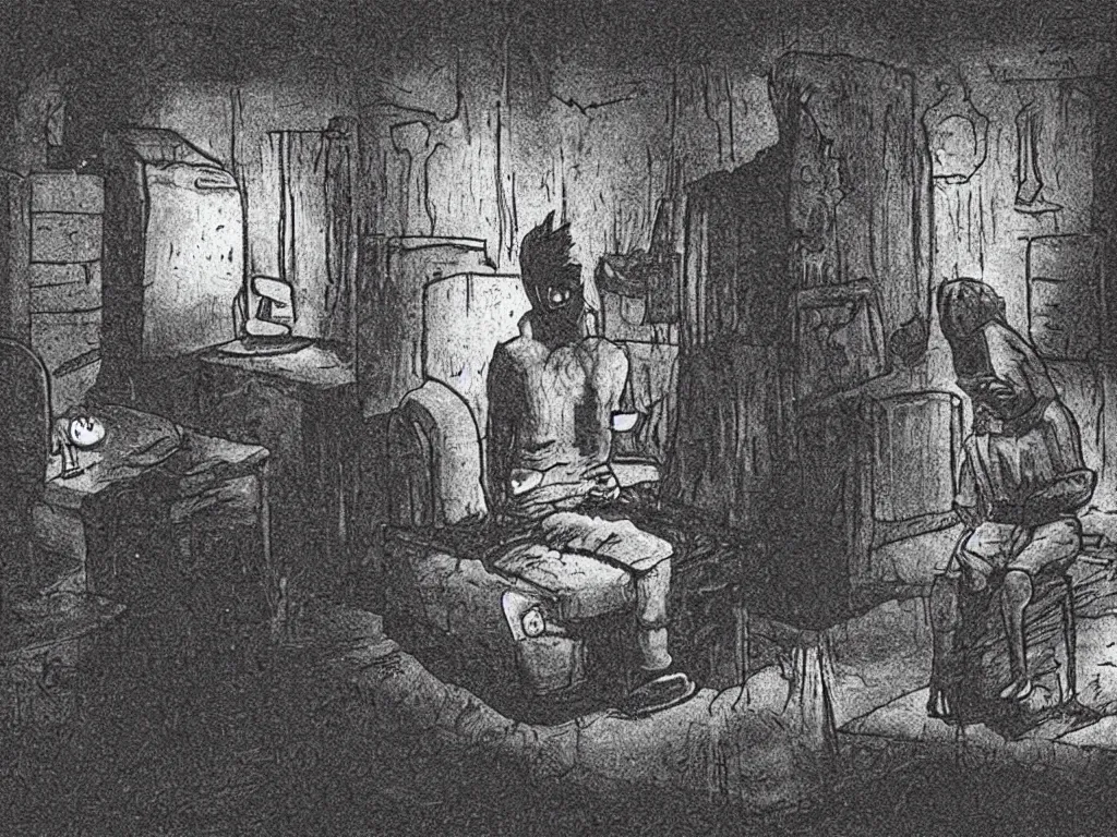 Image similar to SCP-173 in a dark room