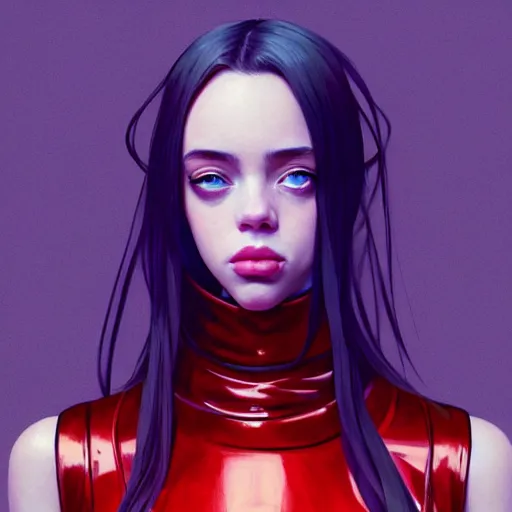 Prompt: a beautiful billie eilish kat dennings alluring instagram model in elaborate latex tank top, by guweiz and wlop and ilya kuvshinov and artgerm and makoto shinkai and studio ghibli, symmetrical eyes, aesthetic, gorgeous, stunning, alluring, attractive, artstation, deviantart, pinterest, digital art