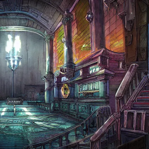 Image similar to eldritch legislature, fantasy illustration, realistic colorful photography, interior, hyperrealism