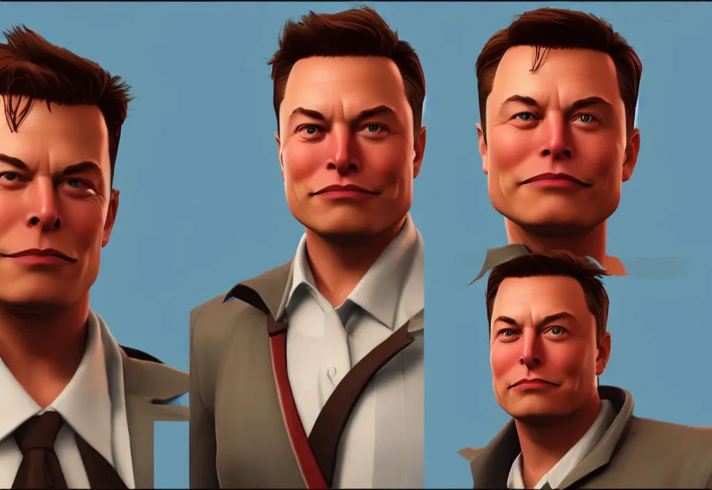 Image similar to elon musk in team fortress 2, elon musk in the video game team fortress, gameplay screenshot, close up, 3 d rendering. unreal engine. amazing likeness. very detailed.