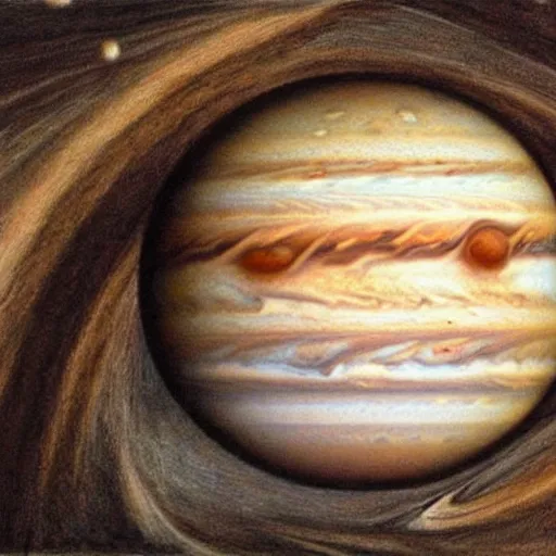 Prompt: a drawing of jupiter is the style of da vinci