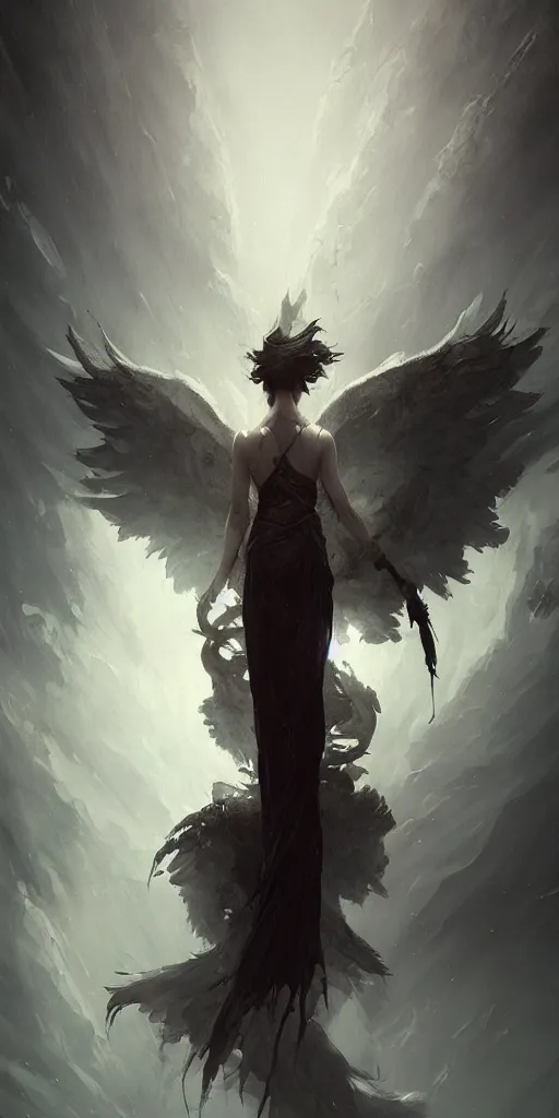 Image similar to fallen angel, artstation, detailed, dark fantasy, digital art, beautiful composition, masterpiece, by Greg Rutkowski