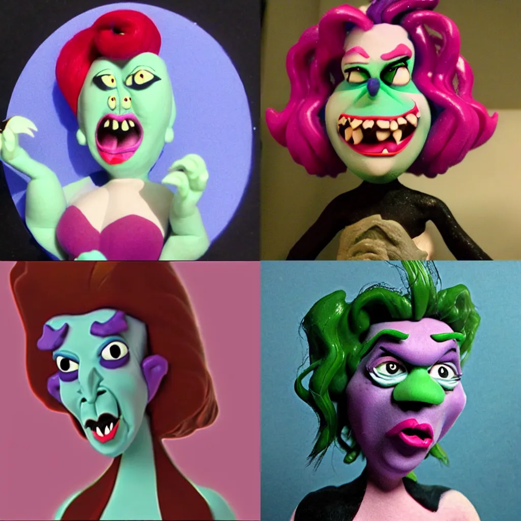Prompt: scary ursula from The Little Mermaid in the style of claymation