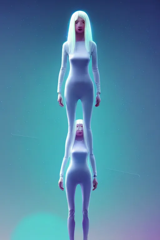 Prompt: family android women, artgem, scifi, futuristic design, bae suzy, long white hair, full body character design, cinematic lighting, highly detailed, by beeple, goro fujita, smooth gradient.