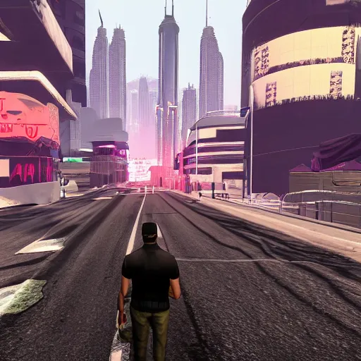 Image similar to gta : dubai, voidpunk