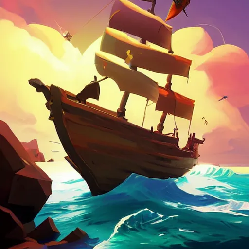 Image similar to painting treasure on sea of thieves game smooth median photoshop filter cutout vector, behance hd by jesper ejsing, by rhads, makoto shinkai and lois van baarle, ilya kuvshinov, rossdraws global illumination